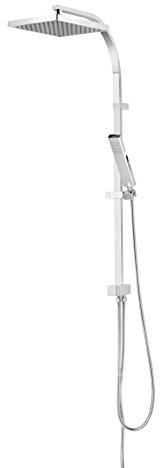 Schulte Duschsystem mit Umsteller, Kopfbrause eckig, verchromter Korpus aus Messing, Duschmaster Rain II mit Regendusche