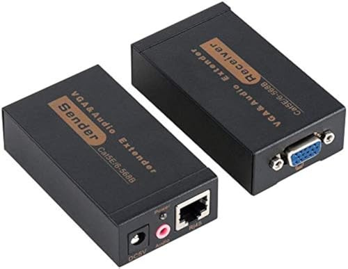 JEANS DREAM 2 Stück 100m VGA Extender auf RJ45 Splitter Video Receiver Ethernet Verlängerungskabel mit Audio Mittente DVR HD 3D Receiver
