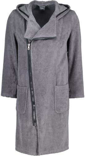 Cawö Bademäntel Herren Kapuze New Zipper 6516 anthrazit-schwarz - 774