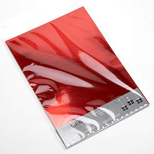 Italian Options 250 g/m² Spiegelkarton, Bastelpapier, 10 Blatt, A4-Größe, Rot