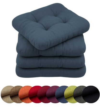 chilly pilley Cuscini Per Sedie Con Passanti Set Cuscini Trapuntati Da Cucina Varie Dimensioni Cuscino Per Sedie Cuscini Decorativi Vari Colori (4x Cuscini 40x40. Blu)