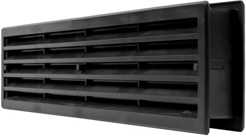 Repa Market 18 x 4 Inch / 455 x 92 mm Black Plastic Vent Cover – Durable Two-Sided Air Grille for Doors and Furniture – Quick Install Indoor Use for Bathroom, Kitchen, Garage – Quiet Airflow Panel