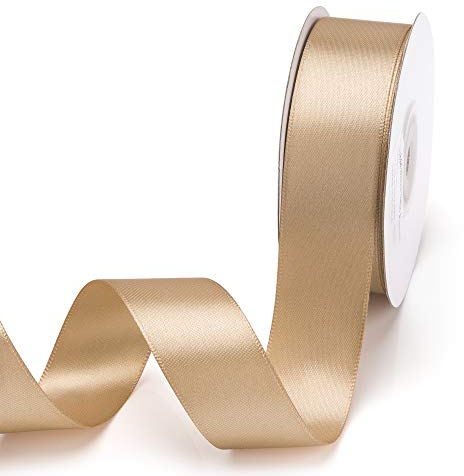 IHKFILAN Satinband, in Bräunen (25 mm x 22.86 m), matt glänzendes Geschenkband, edles Schleifenband zum Dekorieren & Basteln, zum Einpacken besonderer Geschenke, für Hochzeiten, Taufen, uvm