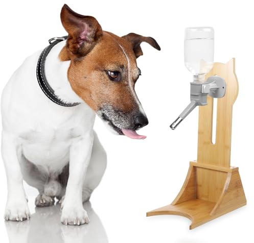 Balacoo Pet Water Dispenser Rack for Dogs Cats Wood Hanging Drinking Fountain Stand Height Design for Easy Water Change for Home Pet Shops (Not Included Bottle)