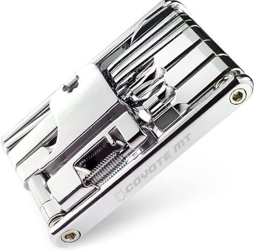 COYOTE MT 20 in 1 Bike Multitool - Compact and Lightweight Bicycle Repair Kit for Road and Mountain Bikes - Saddlebag and Pocket Friendly - Includes Pouch - Cyclist Gift