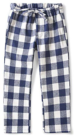 Aeslech Jungen kariertes Flanell Weihnachts-Pyjamaunterteil Kinder Tartan-Pjs Nachtwäsche Lounge-Hose, weiß / blau, 13 - 14 Jahre