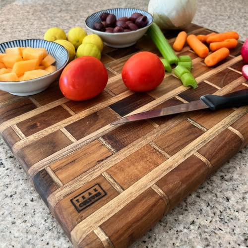 Chef's Teak-Schneiden, Charcuterie, Käse, Brotbrett, 16x12, innen stahlverstärkt für unzerbrechliches, nicht verziehendes Hacken, Schnitzen und Servieren von Fleisch, Obst, Knallbonbons und Nüsse