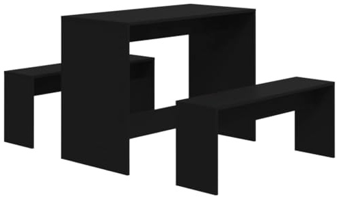 vidaXL Ensemble à Manger 3 pcs Noir Bois d ingénierie