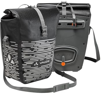 VAUDE Aqua Back Luminum II - Fahrradtasche - 2 Hinterradtaschen (2x24 Liter) in schwarz - wasserdicht, einfache Befestigung - Made in Germany