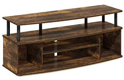 Furinno Large Entertainment Center Hold up to 55-in TV, PVC, Amber Pine/Black, 40.1 (D) x 119.9 (W) x 49.8 (H) cm