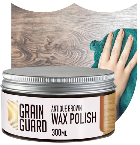 GRAIN GUARD Wax Polish | Antique Brown | Natural Beeswax & Carnauba Furniture Polish | Cleans, Shines and Protects | Non-Toxic & Water Repellent | 300ml