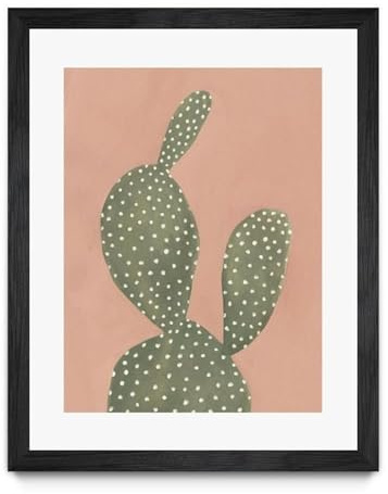 Giant Art 30x40 Coral Cacti I Matted and Framed in Multi-Color