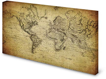 Magnettafel Pinnwand Bild Weltkarte Landkarte Antik XXL gekantet Größe 60 x 40 cm Geheimfach