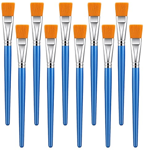 Prasacco 10 Stück Pinsel Set, Breite Flache Acrylfarbe Pinsel Künstlerpinsel Pinsel Set Acrylmalerei Ausbesserungspinsel Kleine Künstlerpinsel Set für Details und Kunstmalerei (Sky Blue,21.5 * 2.5cm)