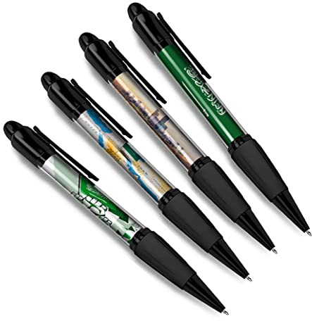 DV DESIGN Set of 4 Saudi Arabia Black Ballpoint Pens - Arabian Flag City Map Country Holiday Travel Friends Boys Girls Men Women Theme Pen #79545