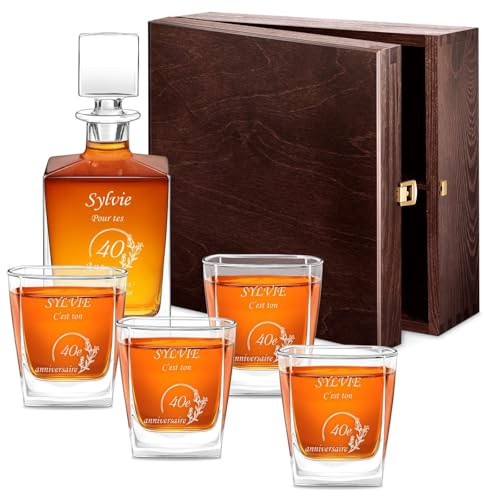 Maverton Ensemble 810 ml Carafe Whiskey originale et 4/6 verres | Avec gravure pour femmes, Service à whisky personnalisé pour elle, amie, maman, pour anniversaire, deco, Vœux