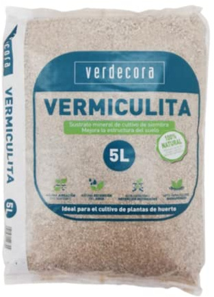 Verdecora Vermiculita 5L | Sustrato ligero para jardineria y horticultura | Mejora retención de agua y aireación de raices | Apto para cultivo hidropónico
