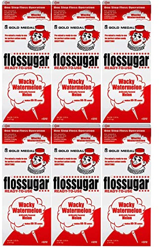 BeeQ BOX - (Pack of 6) Wacky Watermelon Cotton Candy Flossugar 1/2 Gallon Cartons