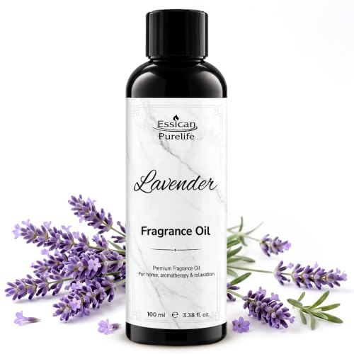 Essican Purelife Lavender Fragrance Oil for Candle Making Scents 100ml | Long Lasting Floral Calming Scented Oil, Dripper Bottle, Soap Making Aroma Candle Scents Wax Melts Bath Bombs and Humidifiers