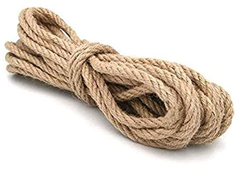 BODHIS Natürliches Juteseil, Juteschnur, Hanfseil, 10 m Länge, Starke Juteschnur für Heimwerker, Handwerk, Garten, Hängematte, Heimdekoration (braun, 10 mm)