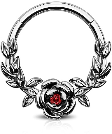 Jewseen Piercing per setto nasale di Halloween, 16 G, anello a segmento incernierato, orecchini per cartilagine in acciaio inossidabile 316L, piercing Daith da 8 mm e 10 mm, 8mm, Acciaio inossidabile