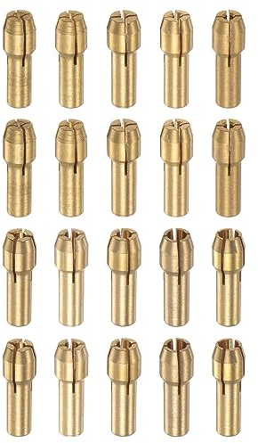 sourcing map 20tlgs Bohrfutter Spannzangensatz 0,5-3,2mm, Messing Bohrer Spannfutter, Heckdurchmesser 4,3mm für Leichtes Zubehör, Hochgeschwindigkeitsbohrer