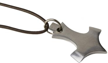 RAVEN FORGE Mjolnir Necklace Pendant - Polished High Carbon Steel Mjolnir Pendant Men with Adjustable Waxed Real Leather Cord. Thor Hammer Necklace for Norse Mythology Enthusiasts.