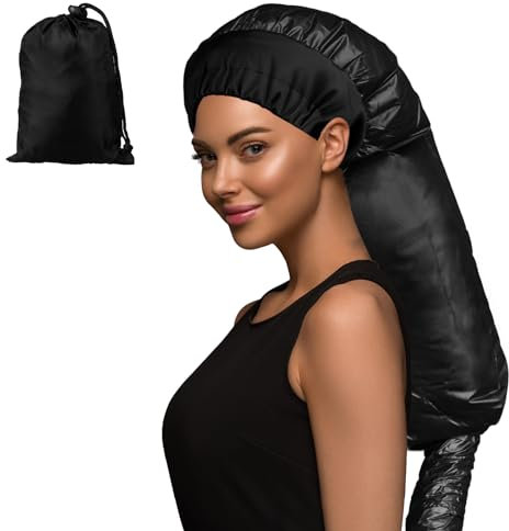 Bonnet Hood Hair Dryer, MSDADA Adjustable Hair Steamer, Portable Hair Dryer, Drying Cap, Net Plopping Cap for Women Long Curly Hair(Black)