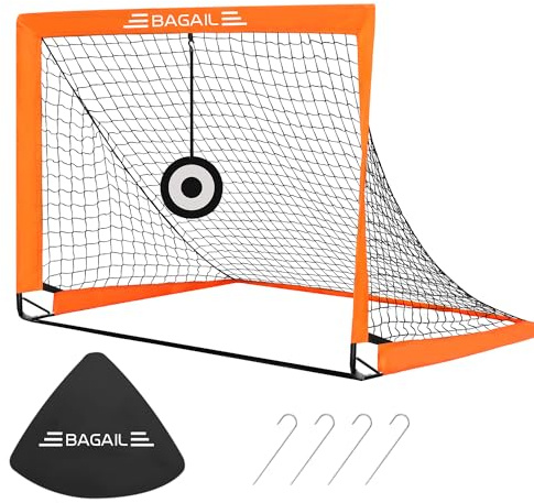 Bagail Fußballtor, Pop-Up-Fußballnetz mit Zieltor, Erdnägeln und Tragbarer Tragetasche, Einfach zu Montieren, Ideal für Gartentraining und Freizeitspiele