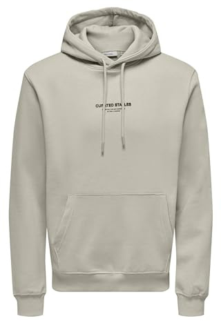 Only & Sons Herren Onscurated Reg Hoodie Sweat Kapuzenpullover, Silver Lining, L EU