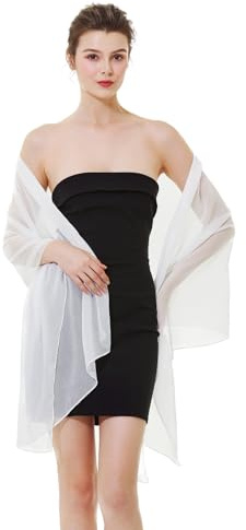 BEAUTELICATE Damen Stola Crepe Schal für Abendkleide Sheer Leichter Umschlagtücher Tüch Wrap Sommer für Braut Festlich Hochzeit (Elfenbein, Einheitsgröße)