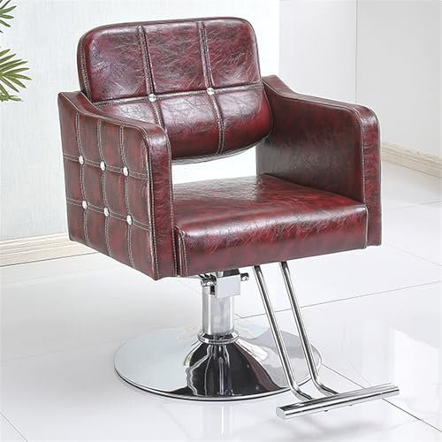 BJSHAOHUA Barber Salon Chair, hydraulischer Barber Styling Stuhl für Friseur Schönheitssalon Spa Ausrüstung,Rot,with Foot Pedal