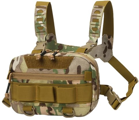 Petto da pesca – Grande apertura pettorale, attrezzatura da pesca petto pack | Zaino da pesca con rete posteriore, borsa da pesca portatile, borsa multifunzionale per gilet da pesca per uomini e