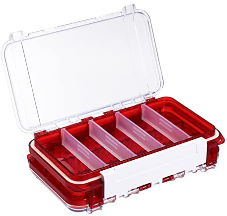 MOBUTOFU wasserdichte Angelgerätebox Mit Doppellagigem Design Angelköderbox Für Köderaufbewahrung Robust Und Stoßfest Mit Tragegriff Für Außenbereich Rot