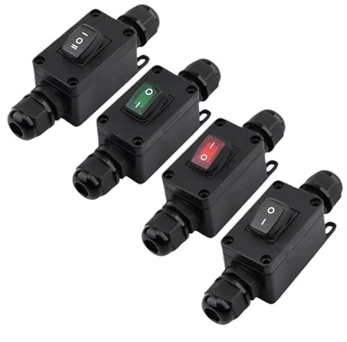 1 PC IP65 Wasserdicht 10A Heavy Duty Große Strom Inline Kabel Ein/Aus Schalter Max AC3~220V LED Anzeige(Green LED Button)