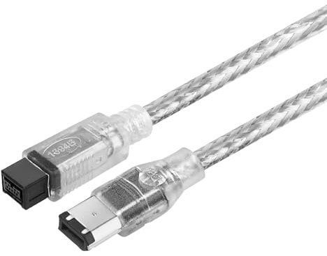 Herfair FireWire IEEE 1394B Cable,9 Pin to 6 Pin Male to Male Cord,Data Transfer Adapter,FireWire 400 DV iLink Converter for Laptop to Camcorder,DV Camera to Computer Cable 1m