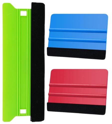 UEIOAVL Espátulas Juego de escurridor de película de 3 piezas, escurridor de película con borde de fieltro, herramienta de película plástica para envoltura de vinilo de coche