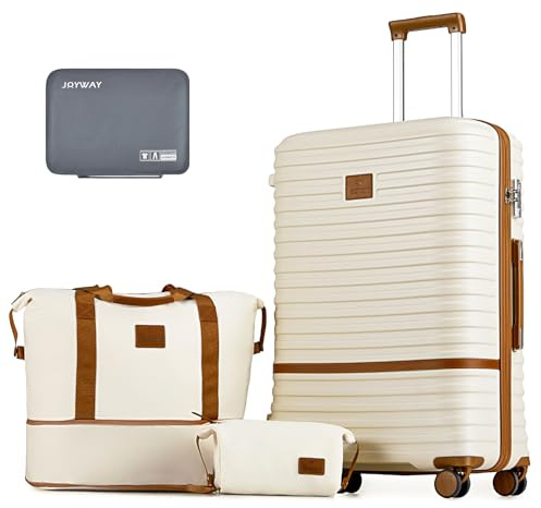 Joyway 28 Inch Luggage with Spinner Wheels, Lightweight Hard Shell Large suitcase, 3 Piece Luggage Sets with TSA Lock, White