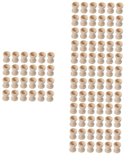 Amosfun 96pcs Wooden Egg Cup Holders Unpainted Craft Egg Stands DIY Easter Decor for Boys and Girls