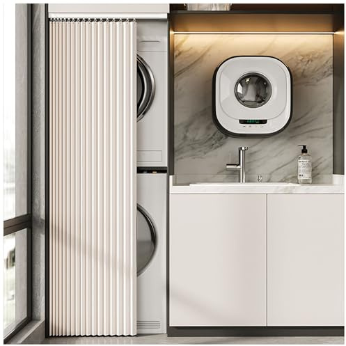 APMOE Schrankvorhang, Schatten Schrank Vorhang Zum Schieben Staubdichter Vorhang Regal mit Gleitschienen Schrankvorhänge Küche für Küche, Badezimmer Vorhänge(Beige,Curtain H 170cm/70cm Track)