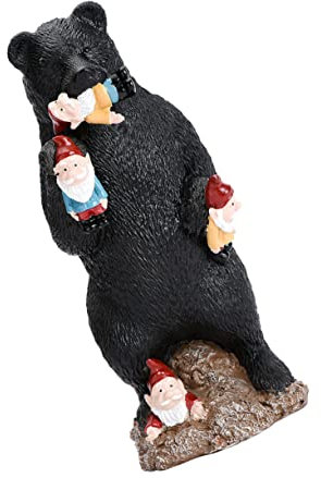 CIMAXIC Statue De Jardin en Résine Représentant Un Ours Un GNOME Idéale pour La Décoration Extérieure