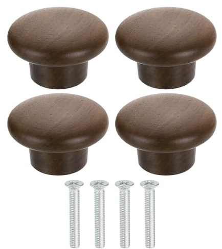 QUARKZMAN 4 Stück runde Holzschubladenknöpfe 1 5/8 Durchmesser Walnuss | runde Kopfkommode Knöpfe Holzknöpfe, Mit Schrauben, Für Möbelschublade Kommode Kleiderschrank