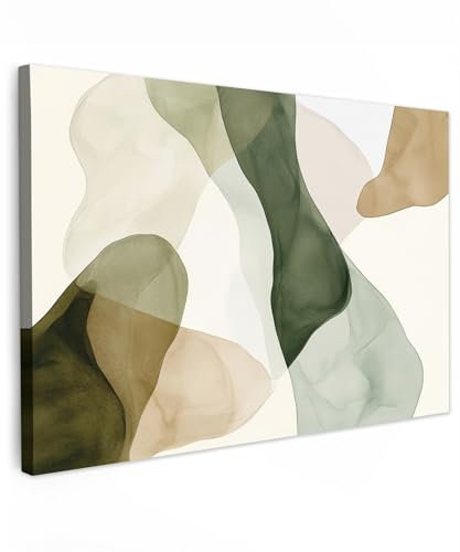 MuchoWow© Quadri Camera Da Letto 120x80 cm Stampe Da Parete Quadro Su Tela Moderni Decorazioni Murali Soggiorno Foto Quadretti Ingresso Casa Muro Japandi - Astratto - Verde