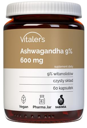Vitaler's Ashwagandha 9% Extract 600 mg - 60 Kapseln, Vegan, 2 Monate Nahrungsergänzung, ohne Konservierungsstoffe, reine Zusammensetzung