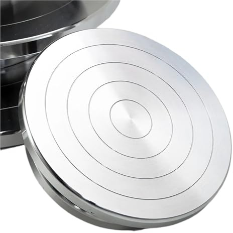 Tortenplatte Drehbar,Töpferscheibe 15 cm bis 30 cm doppelseitiger Aluminium-Drehteller for Keramik-Ton-Skulptur-Plattform, Töpferscheibe, Rotationswerkzeuge(20cm)