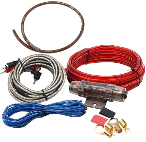 LKRXW 6GA Kfz Verstärker Kabelsatz 6 AWG Auto Audio Endstufen Kabel Satz 2000W Stereo Subwoofer Installationsatz Endstufe Anschluss Set Stromkabel RCA Wire Stecker Sicherungs