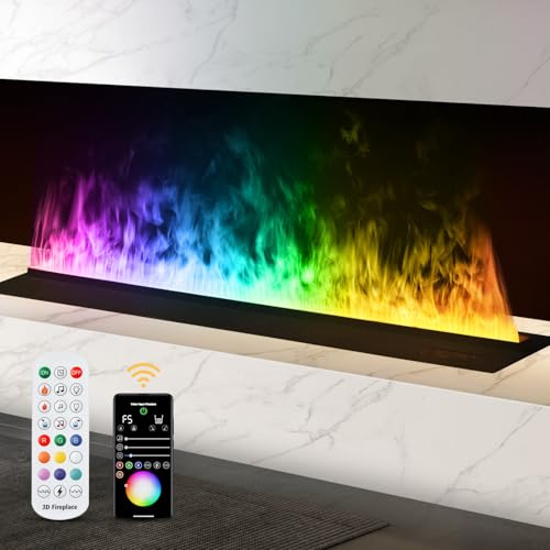LIMERRI Wasserdampf-Elektrokamin, 3D-Touch simulierte Flamme, gefälschte Kamindekoration (Multi-Color, 800mm)