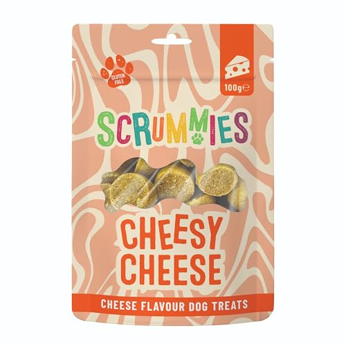Scrummies Cheesy Cheese Dog Treats Oven Baked Bite Size Treats, Gluten Free, No Added Sugar, Low in Fat Healthy Cheese Flavour Treats for Dogs 12+ Weeks | 100g
