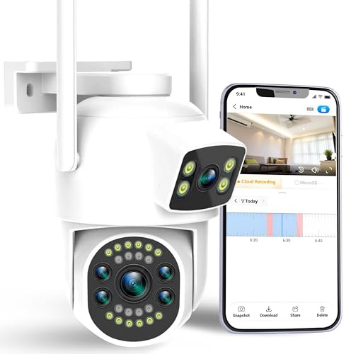 Camara Vigilancia Wifi Exterior - Camaras Vigilancia Domicilio Wifi 2k - Cámara Vigilancia Exterior 360, Doble Lente, Detección De Humano, Seguimiento Automático, Visión Nocturna, Alarma, Exterior 2