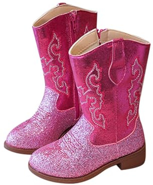 Stivali da cowboy da ragazza, punta a punta, cerniera laterale, classici ricami, scarpe western, per bambini, abbigliamento casual quotidiano, scarpe comode, stivali da cowboy, stile versatile, età 5